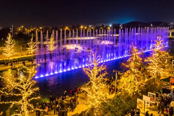Athens Greece December 2019 Dancing Water Fountain Event Stavros Niarchos — Fotografia de Stock