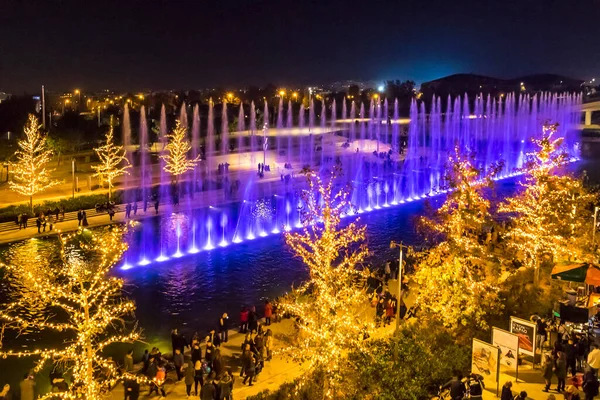 Athens Greece December 2019 Dancing Water Fountain Event Stavros Niarchos Obraz Stockowy