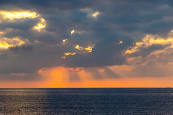 Zachód Słońca Nad Morzem Tyrreńskim Milazzo Wyspa Sycylia Włochy Morze — Zdjęcie stockowe