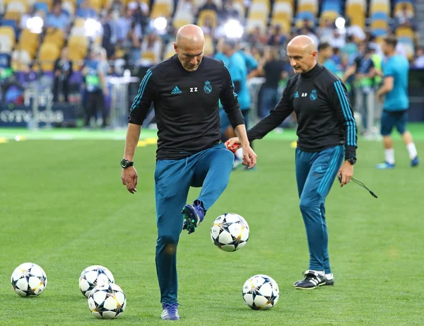 Kyiv Ukraine Mayıs 2018 Real Madrid Teknik Direktörü Zinedine Zidane — Stok fotoğraf