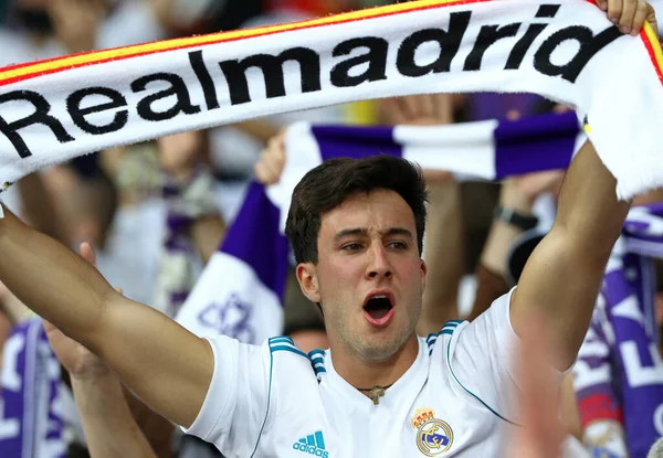 Kyiv Ukraine May 2018 Real Madrid Supporter Shows His Support — Stock Photo, Image