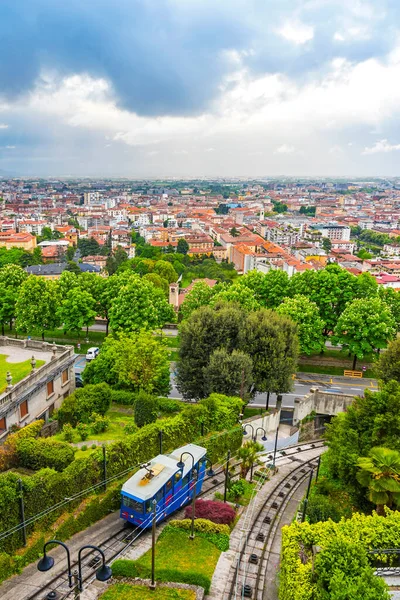 Bergamo Olaszország 2019 Április Felső Kisvasút Alsó Város Olasz Funicolare — Stock Fotó