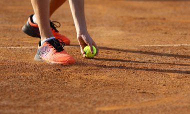 KYIV, UKRAINE - SEPTEMBER 7, 2021: Ballboy in action during the ATP Challenger Kyiv Open game Sebastian BAEZ of Argentina v Illya BELOBORODKO of Ukraine at Kyiv Tennis Park in Kyiv, Ukraine