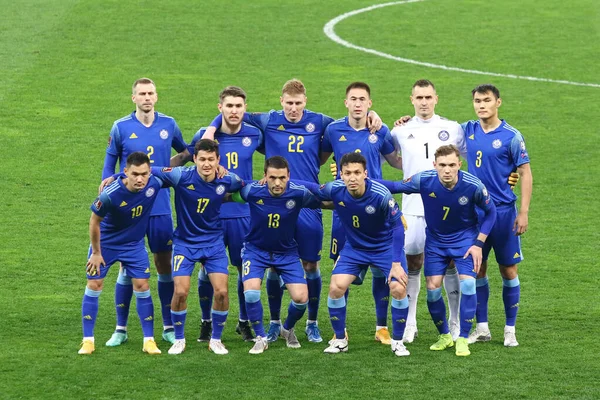 Kyiv Ukraine March 2021 Players Kazakhstan National Team Pose Group — Stock Photo, Image