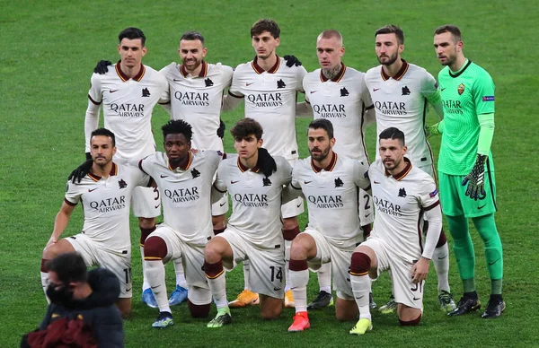 Kyiv Ukraine March 2021 Roma Players Pose Group Photo Uefa — Stock Photo, Image