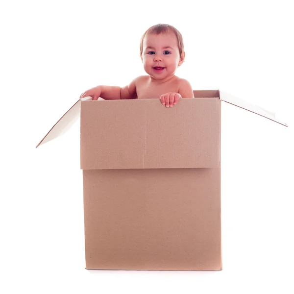 Baby and the box — Stock Photo, Image