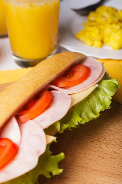 Breakfast with a sandwich — Stock Photo, Image