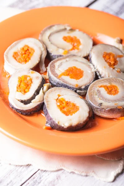 Herring rolls with carrot — Stock Photo, Image