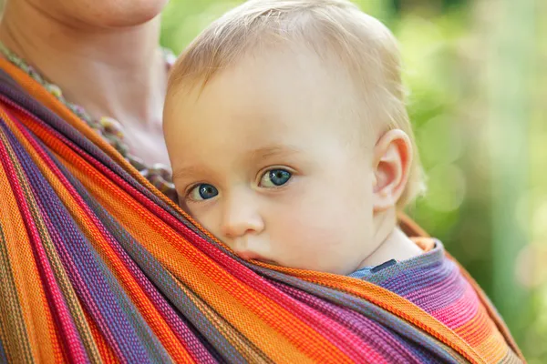 Baby in sling — Stock Photo, Image