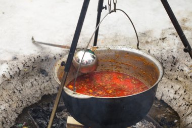 Goulash in cauldron clipart