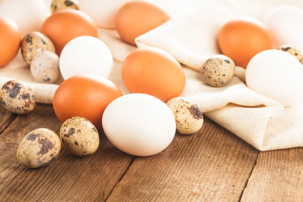 Eggs on textile — Stock Photo, Image