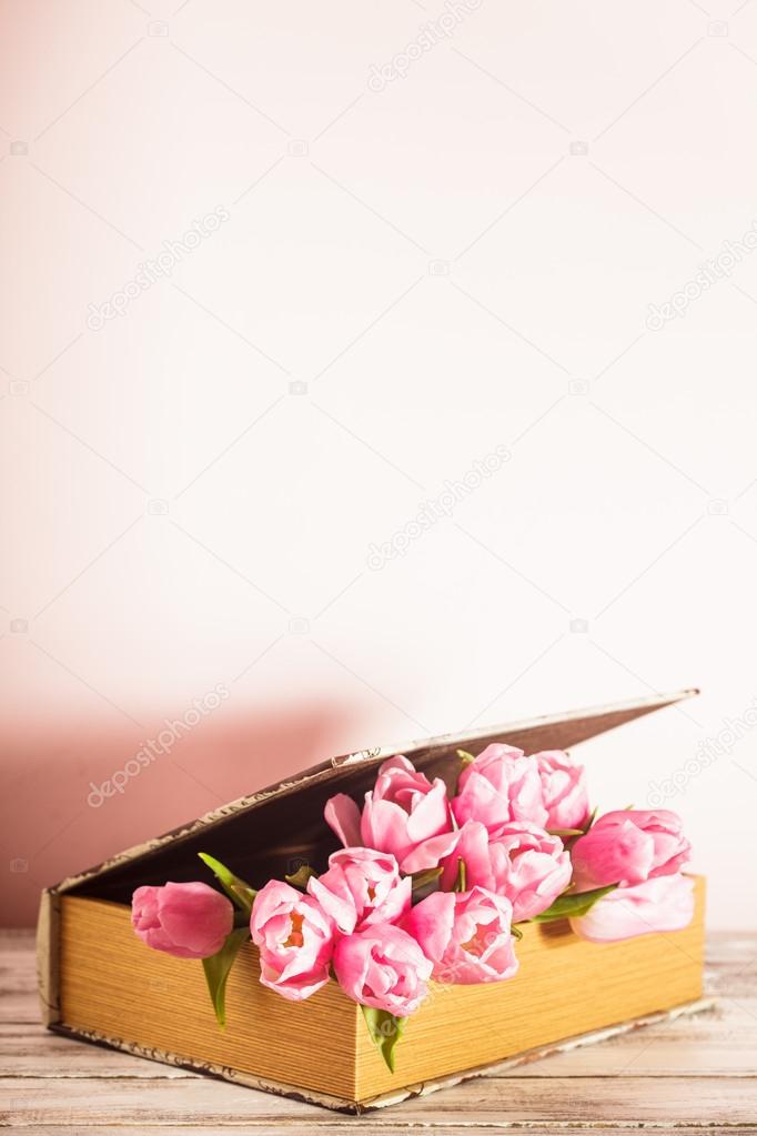 Tulips in book