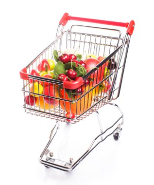 meyve ile alışveriş arabası