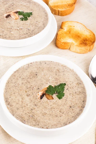 Soupe à la crème aux champignons — Photo