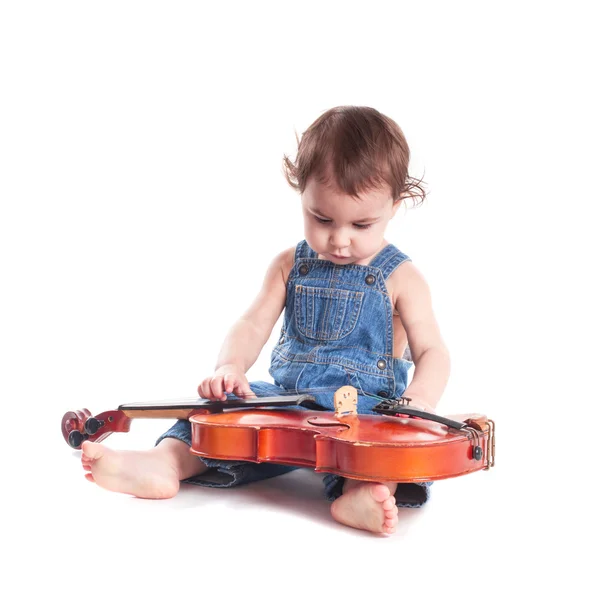Bebê e violino — Fotografia de Stock