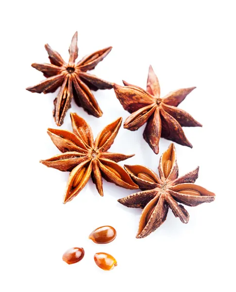 Anise estrellas en blanco — Foto de Stock