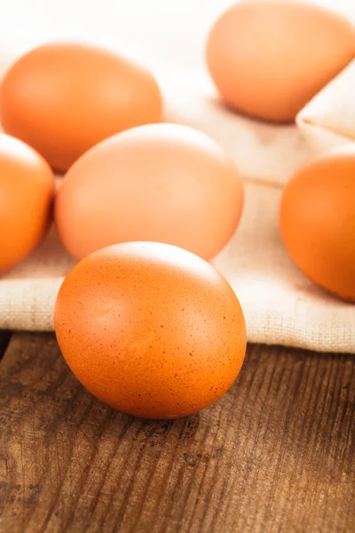 Eggs on textile — Stock Photo, Image
