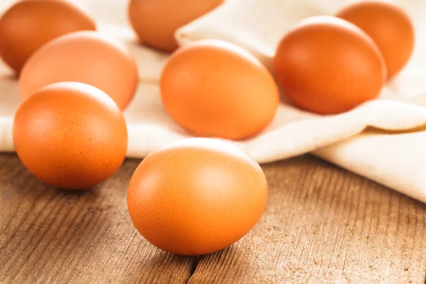 Eggs on textile — Stock Photo, Image