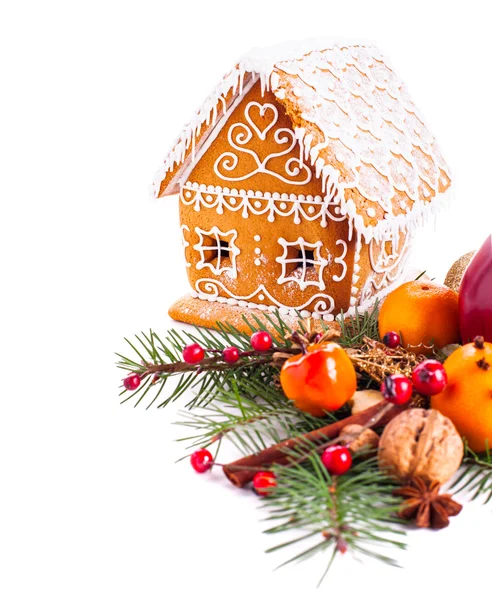 Gingerbread house and decor — Stock Photo, Image