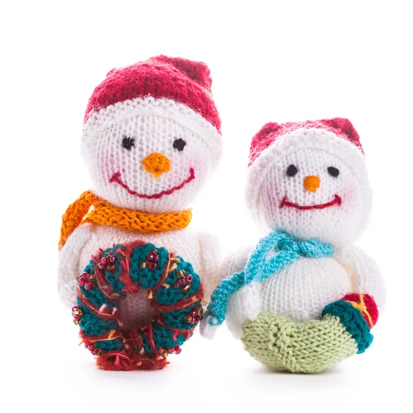 Gestrickte Schneemänner — Stockfoto