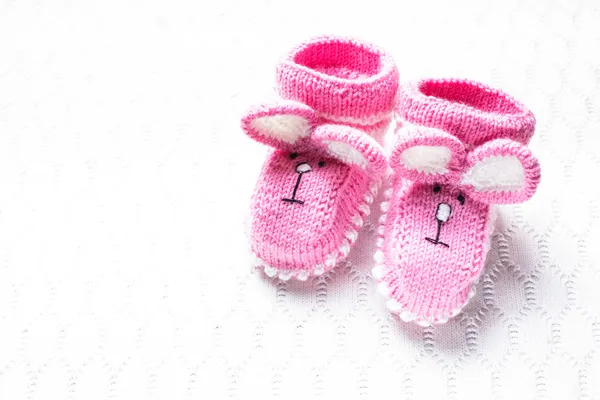 Knitted baby booties — Stock Photo, Image