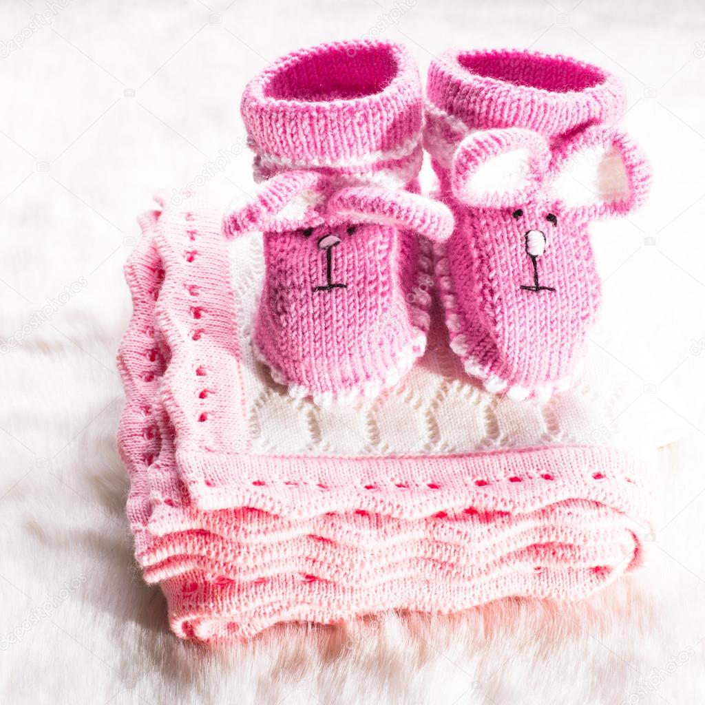 Knitted baby booties