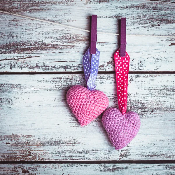 Corações adoráveis de crochê — Fotografia de Stock