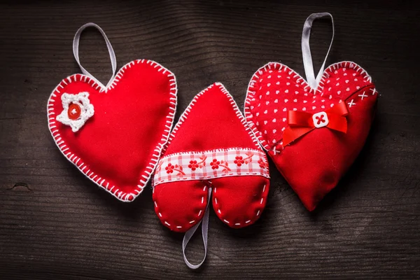 Handmade red hearts — Stock Photo, Image