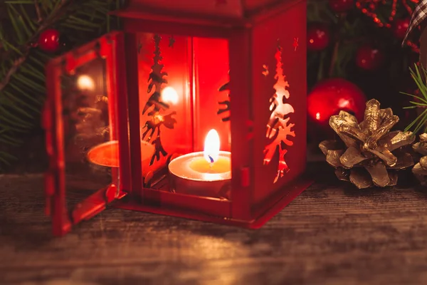 Red christmas candlestick — Stock Photo, Image