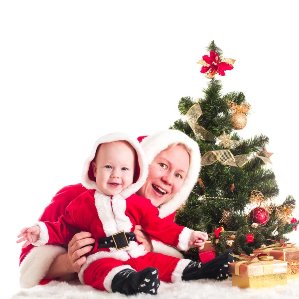 Christmas baby and mom — Stockfoto