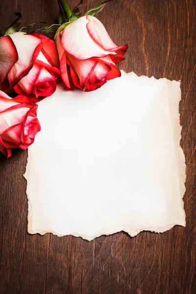 Roses and card — Stock Photo, Image