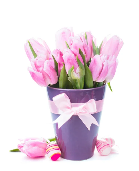 Isolerede tulipaner og æg - Stock-foto