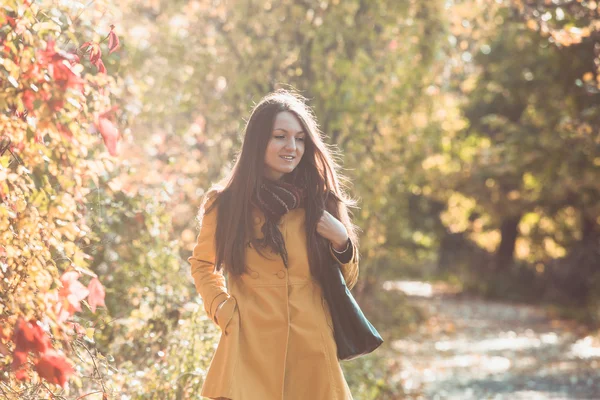 Femme dans le parc automnal — Photo