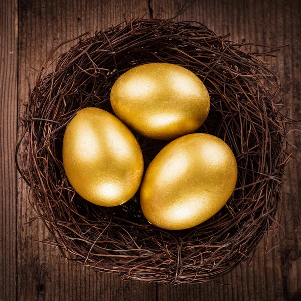 Huevos de oro en el nido — Foto de Stock