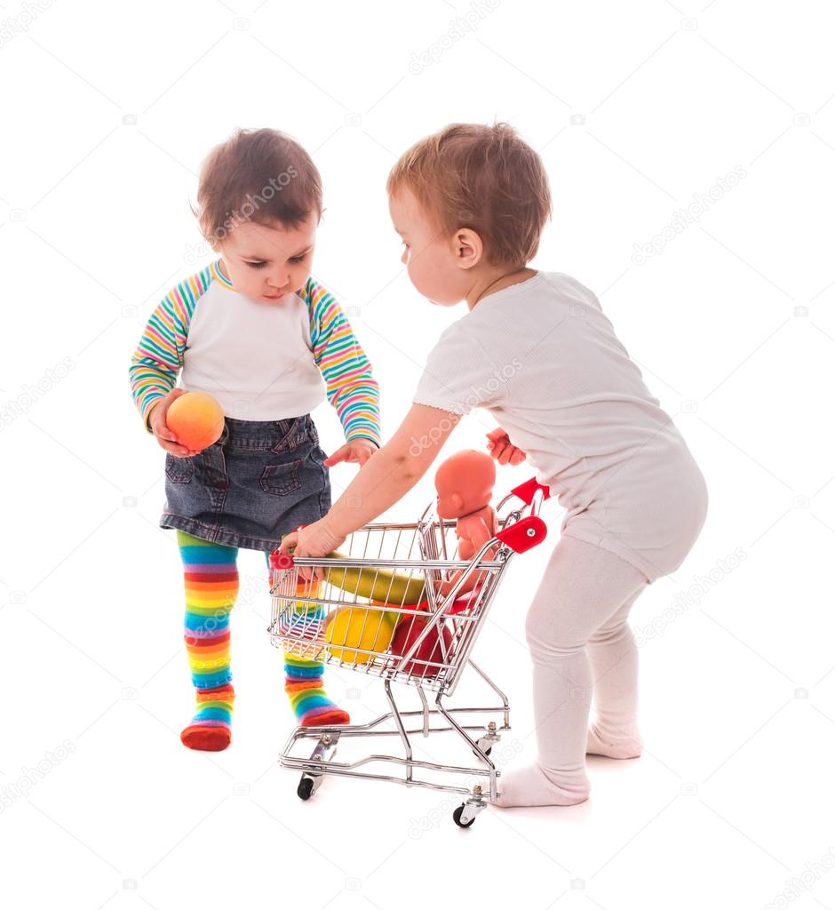 Kids play in shop