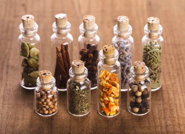 Bottles with spices — Stock Photo, Image