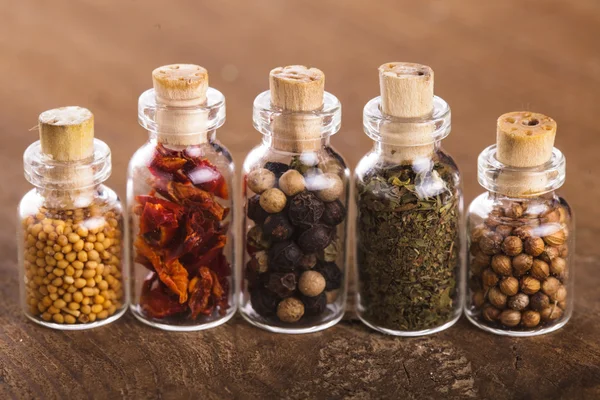 Bottles with spices — Stock Photo, Image