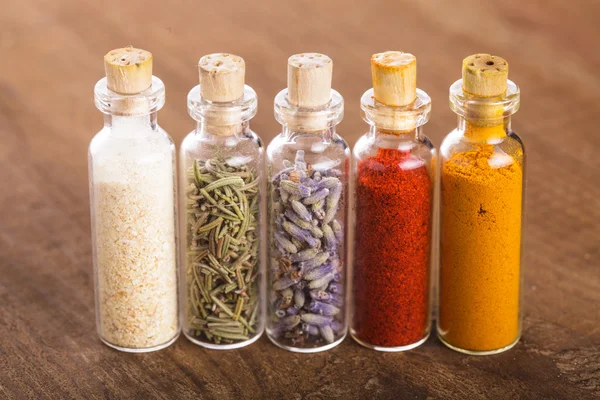 Bottles with spices — Stock Photo, Image