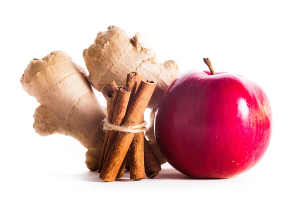 Apple, cinnamon and ginger — Stock Photo, Image