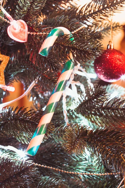 Lolipop on the Cristmas tree — Stock Photo, Image