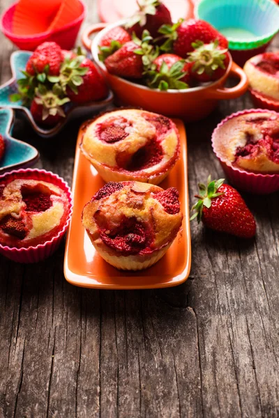Jordgubb muffins — Stockfoto