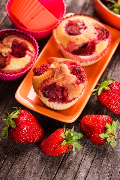 Jordgubb muffins — Stockfoto