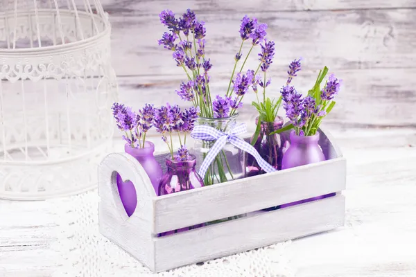 Lavanda na decoração de garrafas — Fotografia de Stock