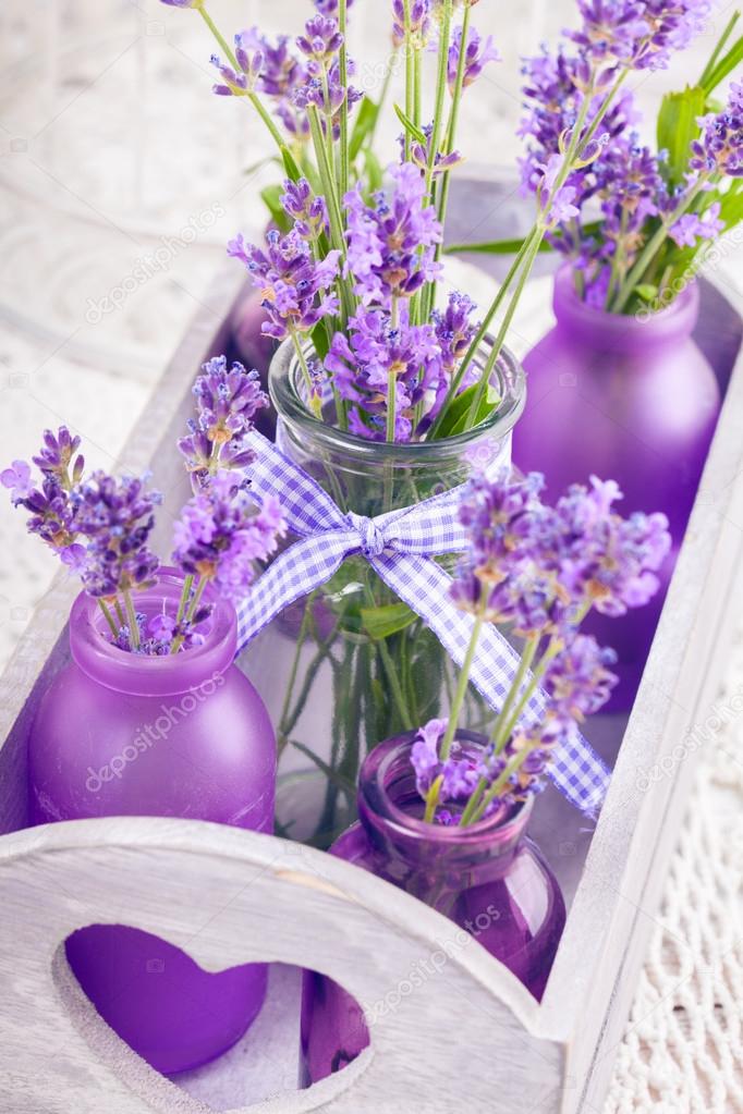 Lavender in bottles decor