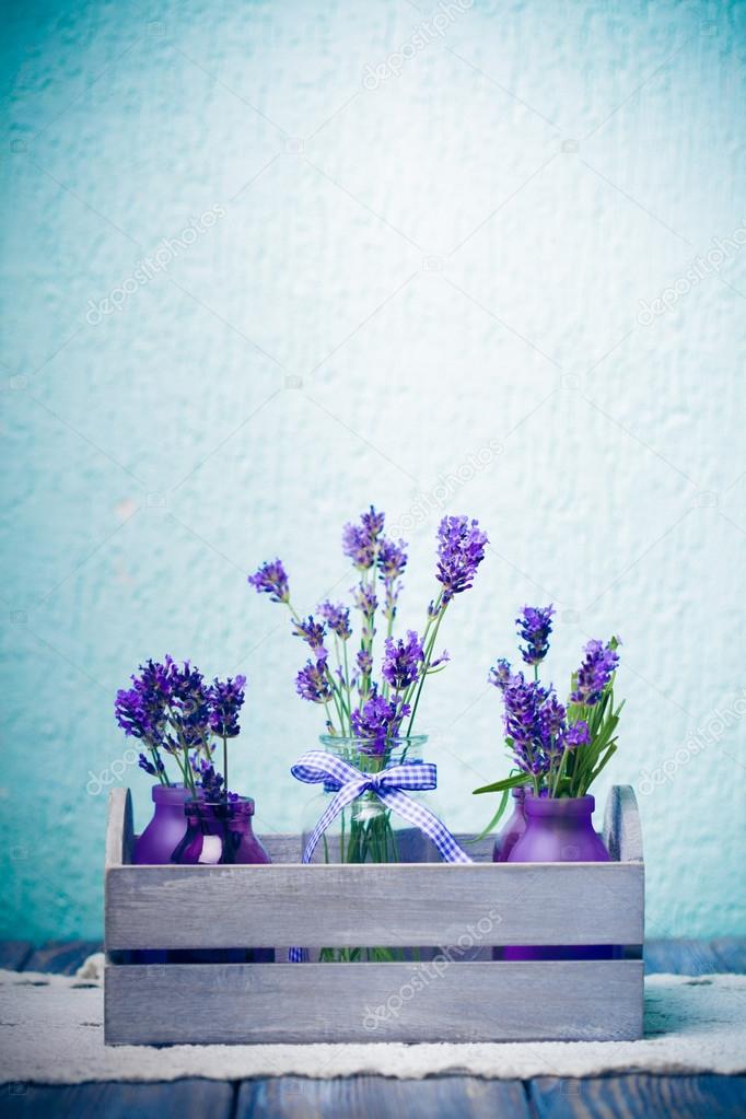 Lavender in bottles decor