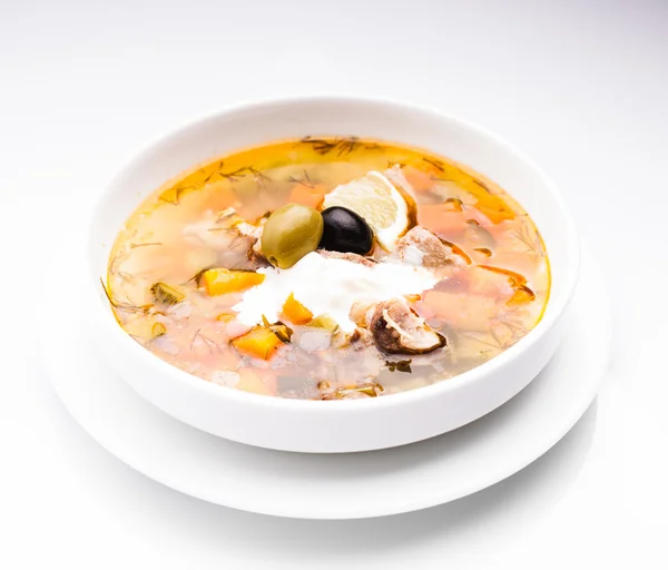 Russische Fleischsuppe — Stockfoto