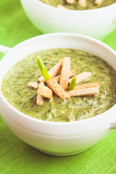 Green cream soup — Stock Photo, Image