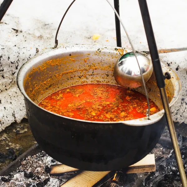 Goulash in cauldron — Stock Image Goulash in cauldron Stock Image