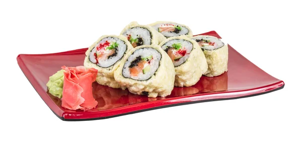 Japanse keuken-Tempura Maki Sushi (Deep Fried rollen gemaakt van sa — Stockfoto