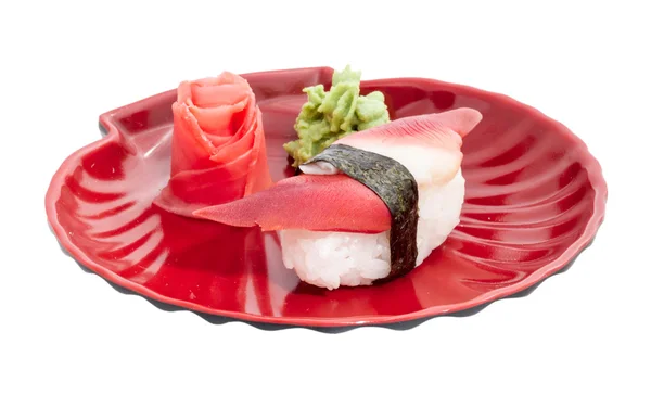 Hokkigai Mollusc sushi sur fond blanc — Photo